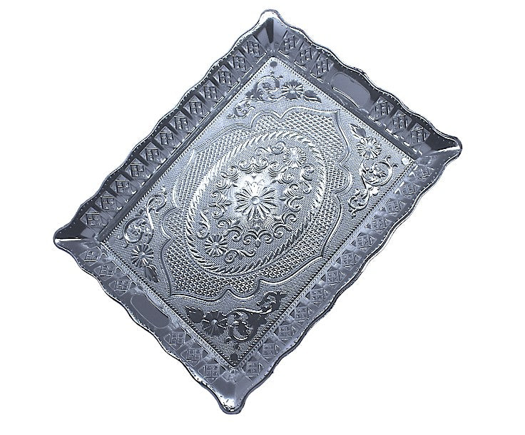 Silver Rectangle Plastic Gift Hamper Tray
