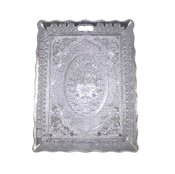 Silver Rectangle Plastic Gift Hamper Tray