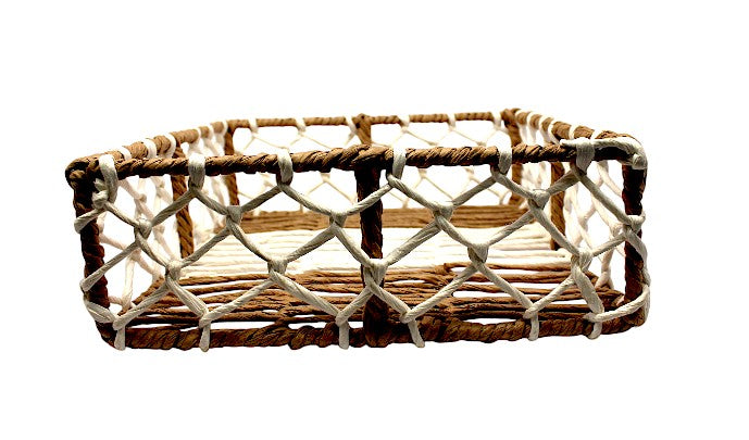 Handcrafted Square Open-Weave Basket