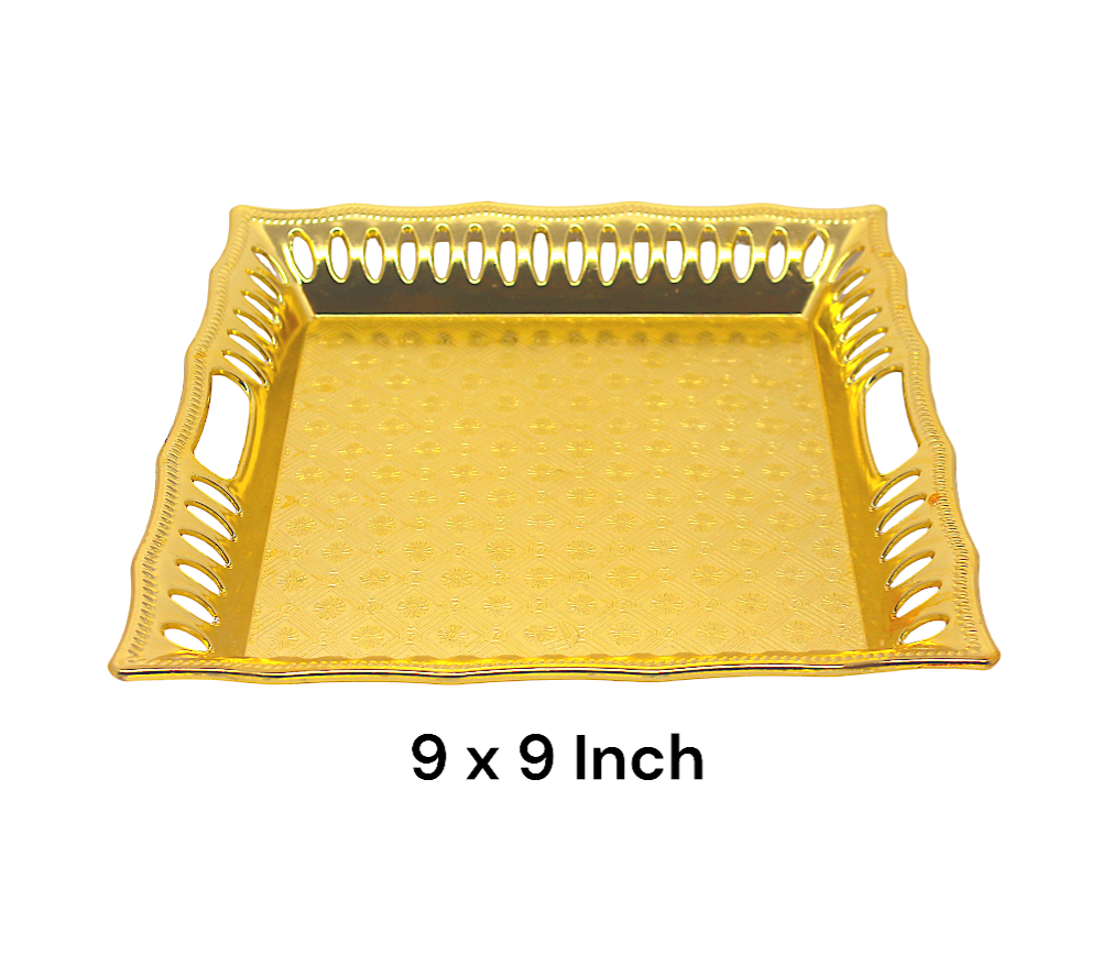 Golden Square Plastic Gift Hamper Tray
