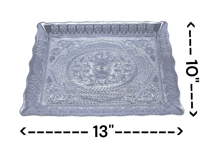 Silver Rectangle Plastic Gift Hamper Tray
