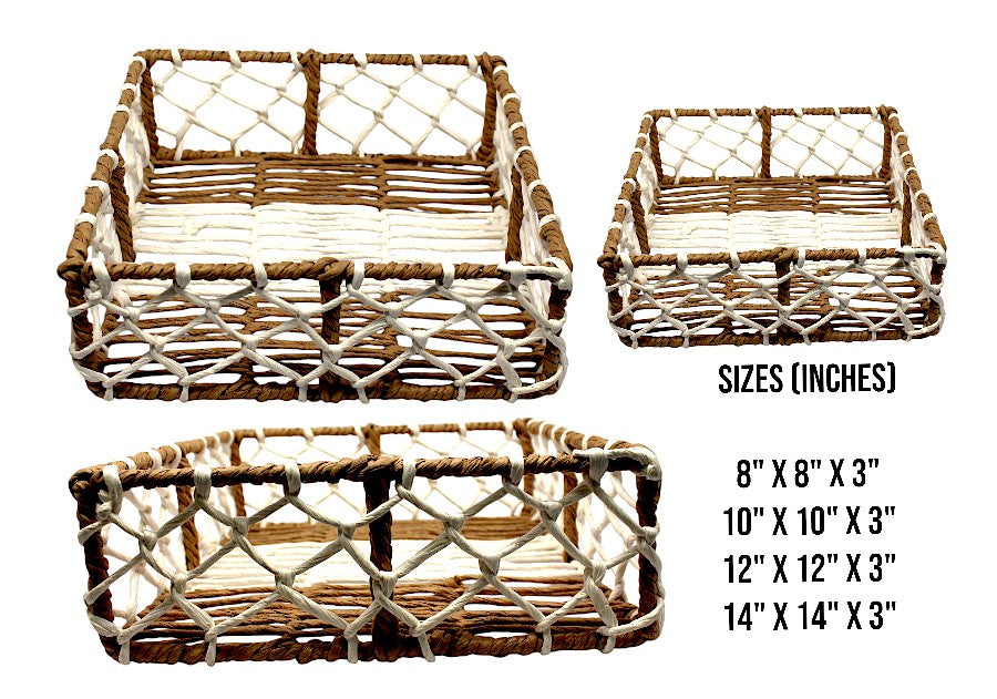 Handcrafted Square Open-Weave Basket