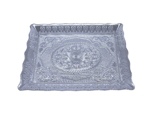 Silver Rectangle Plastic Gift Hamper Tray