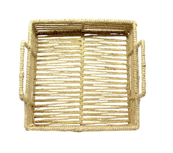 Handcrafted Square Open-Weave Basket with Handle