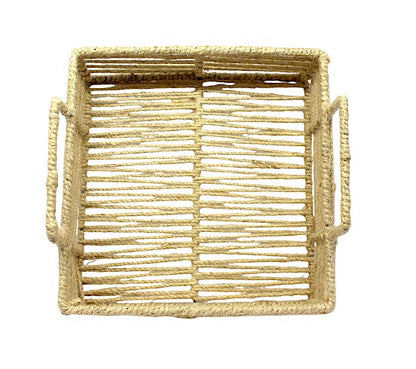 Handcrafted Square Open-Weave Basket with Handle