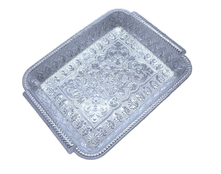 Silver Rectangle Plastic Gift Hamper Tray