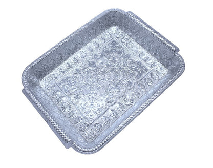 Silver Rectangle Plastic Gift Hamper Tray