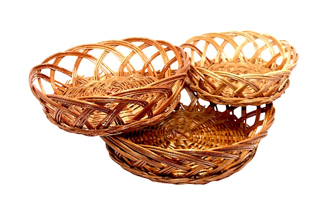 Floral Round Multipurpose Cane Handmade Eco Friendly Basket
