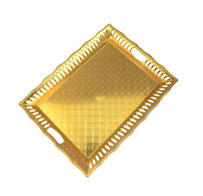 Golden Rectangle Plastic Gift Hamper Tray