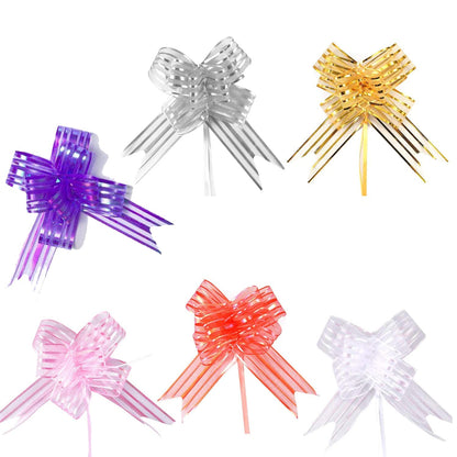 Premium Quality Pull Bow Flower Ribbon(Width: 50MM) For Gift Wrap & Wedding Decoration - Packet of 10pcs