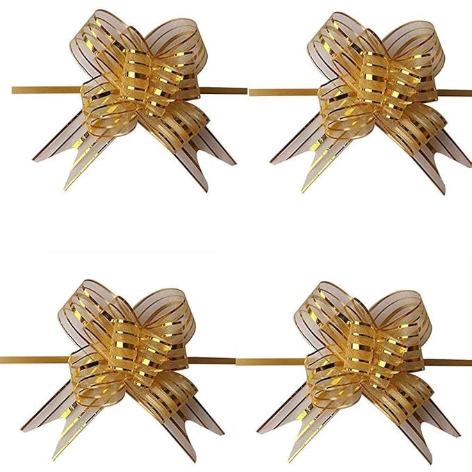 Premium Quality Pull Bow Flower Ribbon(Width: 50MM) For Gift Wrap & Wedding Decoration - Packet of 10pcs