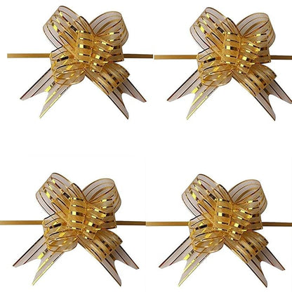 Premium Quality Pull Bow Flower Ribbon(Width: 50MM) For Gift Wrap & Wedding Decoration - Packet of 10pcs