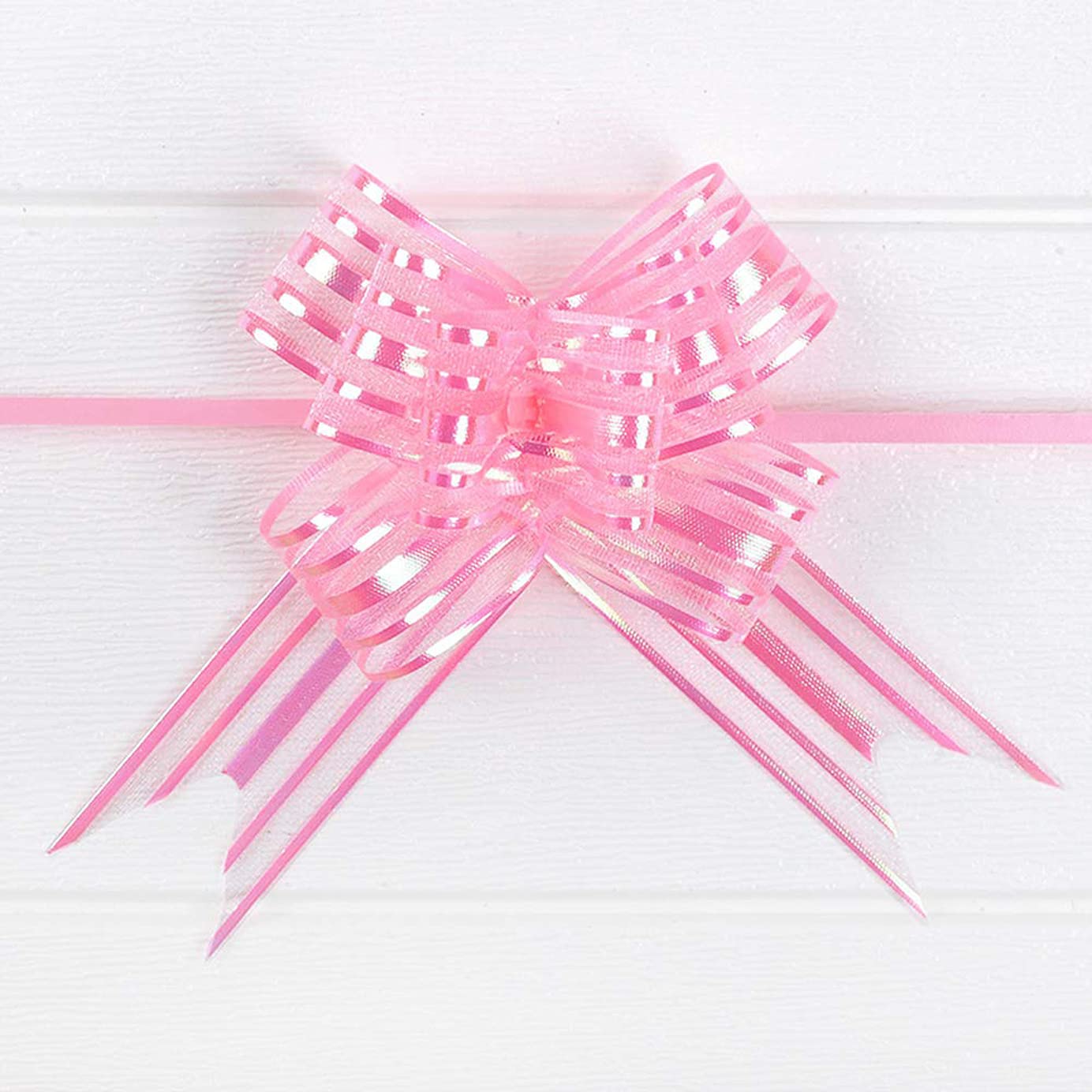 Premium Quality Pull Bow Flower Ribbon(Width: 50MM) For Gift Wrap & Wedding Decoration - Packet of 10pcs
