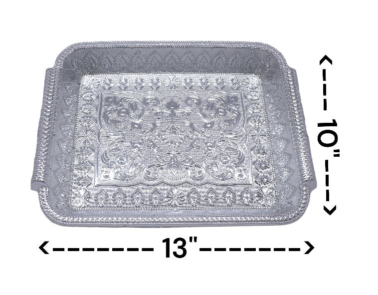 Silver Rectangle Plastic Gift Hamper Tray