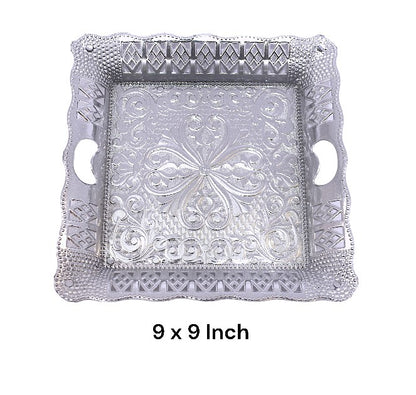 Elegant Silver Square Plastic Tray Perfect for Gift Hampers