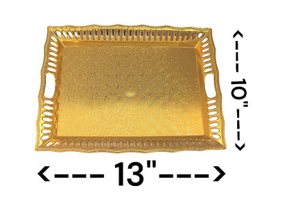 Golden Rectangle Plastic Gift Hamper Tray