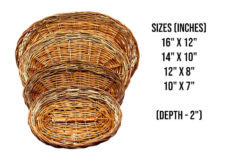 Oval Shape Multipurpose Cane Handmade Eco Friendly Basket
