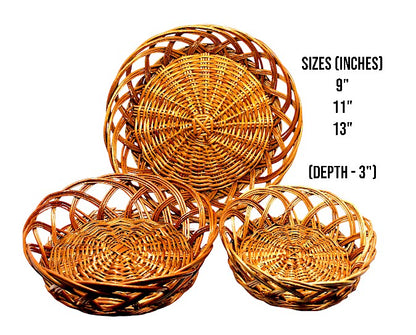 Floral Round Multipurpose Cane Handmade Eco Friendly Basket