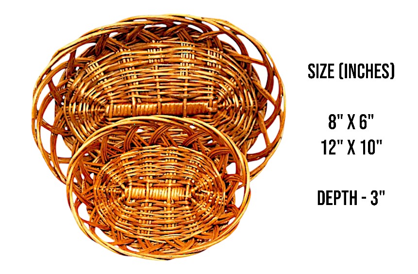 Floral Oval Shape Multipurpose Cane Handmade Eco Friendly Basket